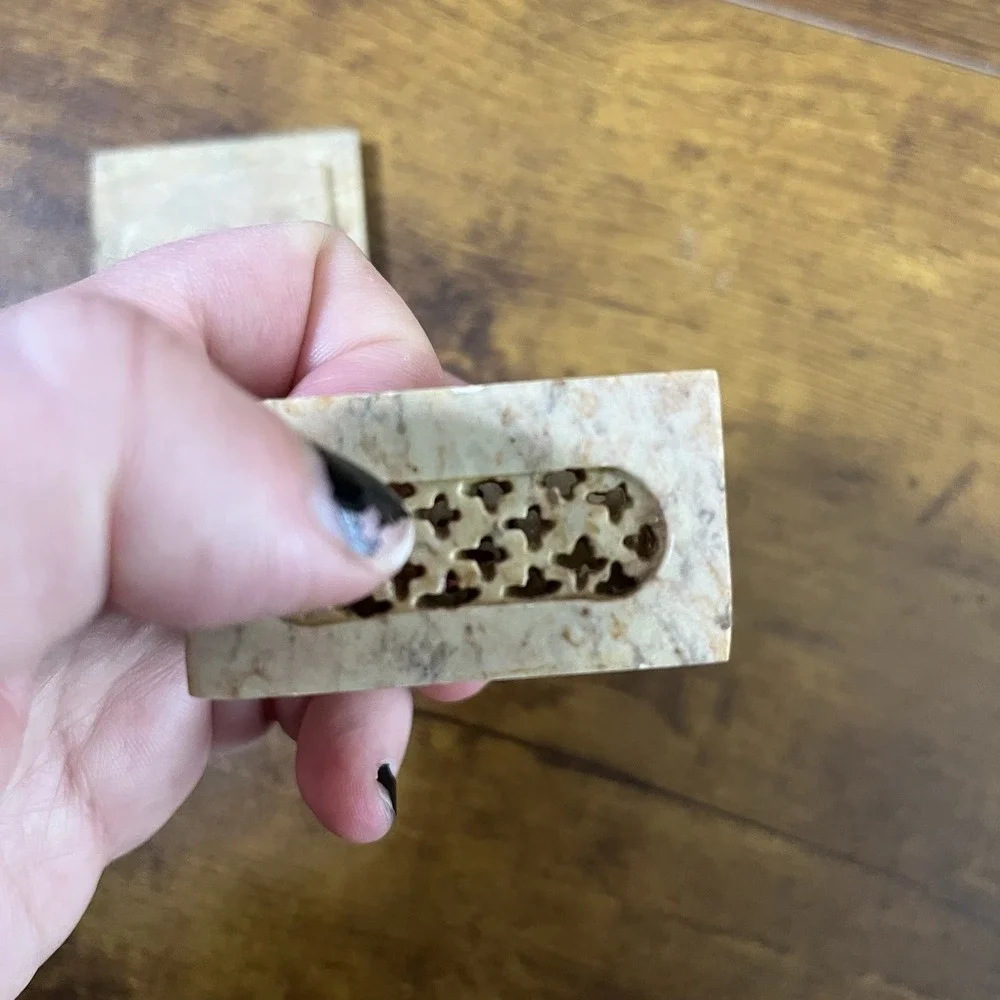 Stone Floral Mini Trinket Box Boho Floral Design Made In India